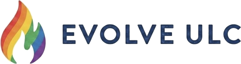 Evolve ULC rainbow flame logo